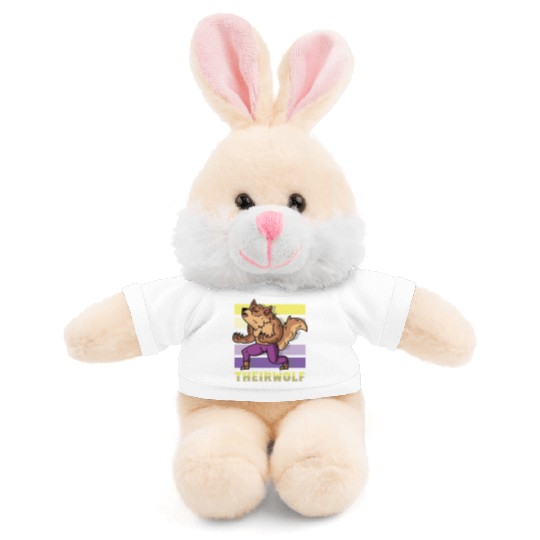 Their Wolf Nonbinary Flag Stuffed Animals With Tee