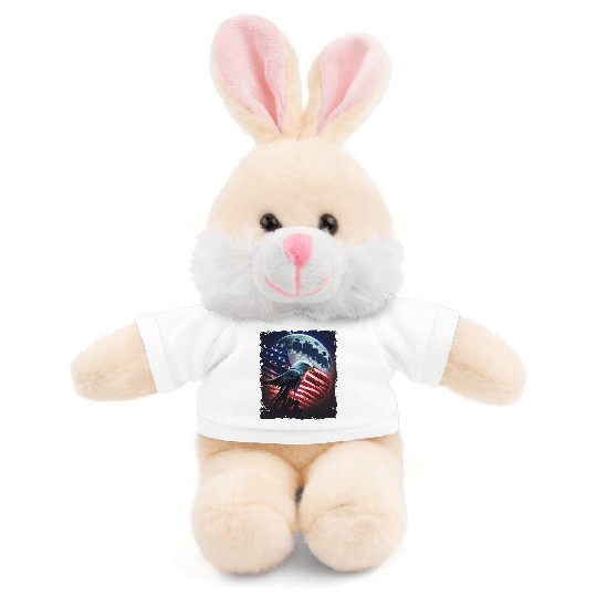 America eagle under Moon with American Flag Stuffed Animals With Tee