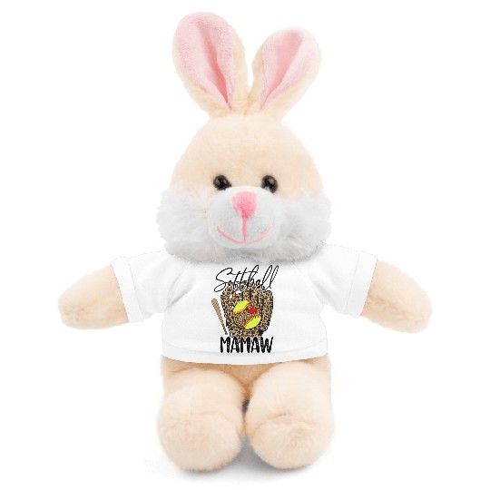 Softball Mamaw Leopard Game Day Softball Lover Stuffed Animals With Tee