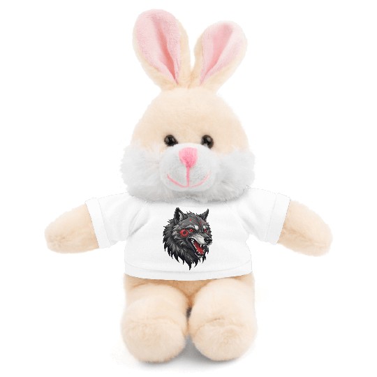 Fierce Wolf Head Illustration with Red Tribal Mark Stuffed Animals With Tee