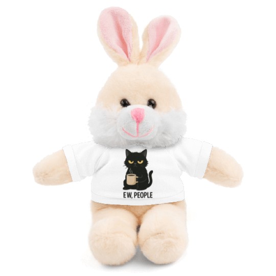 Grumpy Black Cat Coffee Lover – "EW, PEOPLE" Stuffed Animals With Tee