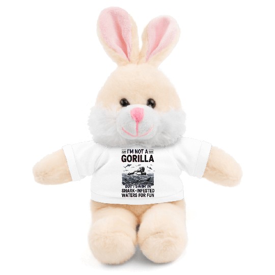 Gorilla vs Sharks Funny Swim Graphic Design Stuffed Animals With Tee