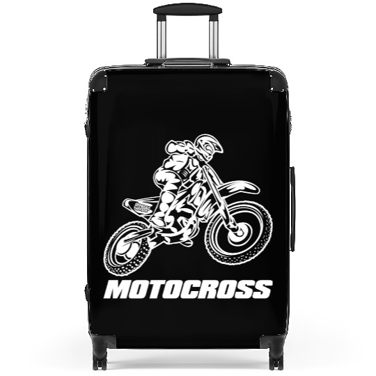 Motocross Logo White Suitcases