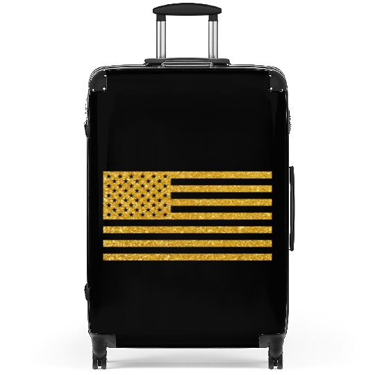 US Flag Gold Glitter Suitcases