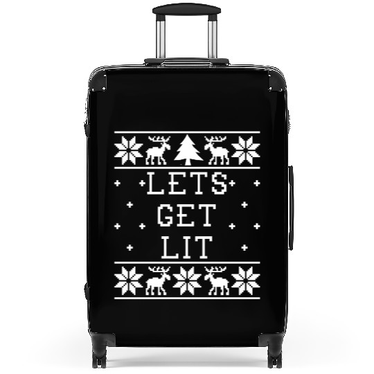 Lets Get Lit - Ugly Christmas Suitcases