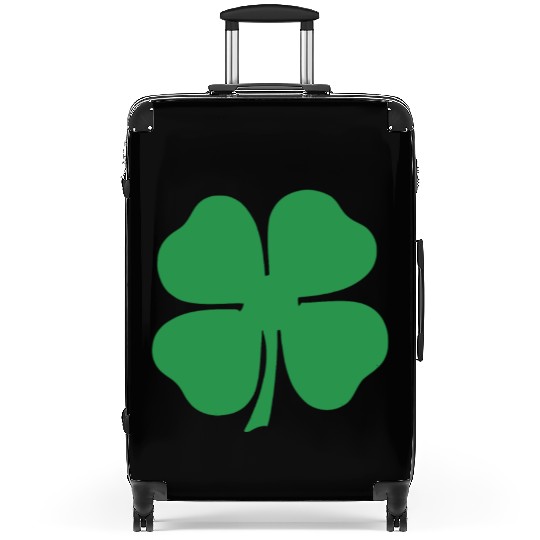 Green 4 Leaf Clover Solid Suitcases