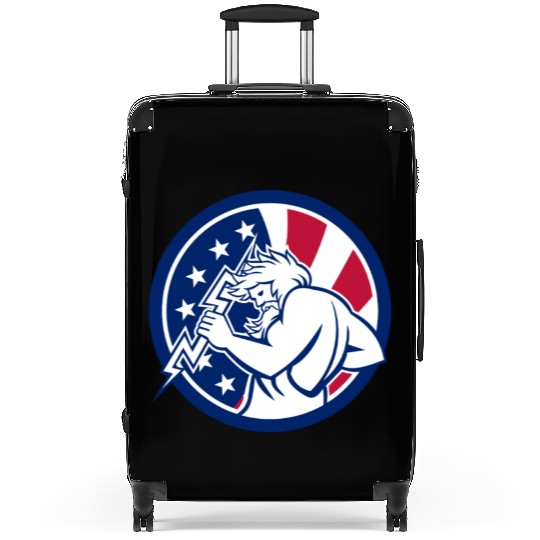 Zeus With Thunderbolt USA Flag Icon Suitcases