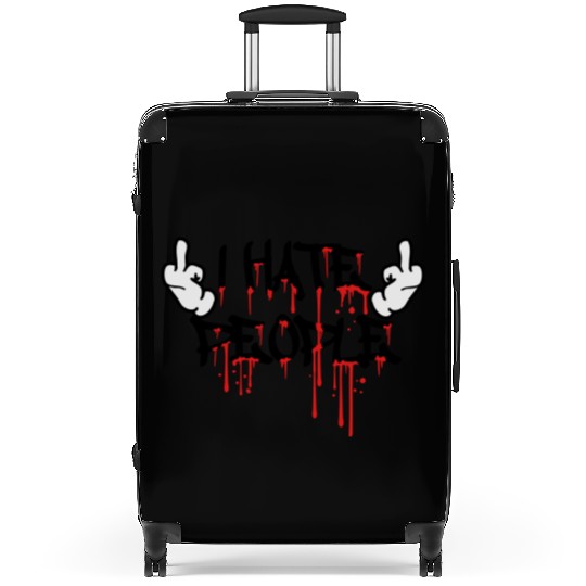 cool i hate people text graffiti spray drop blood Suitcases
