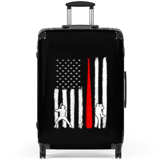 Baseball Pitcher Batter American Flag 4th of July Suitcases