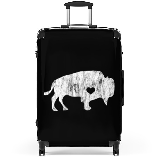 White Raging Buffalo Distressed Suitcases I Love