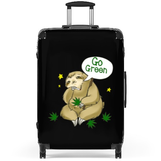 go green marijuana sloth Suitcases