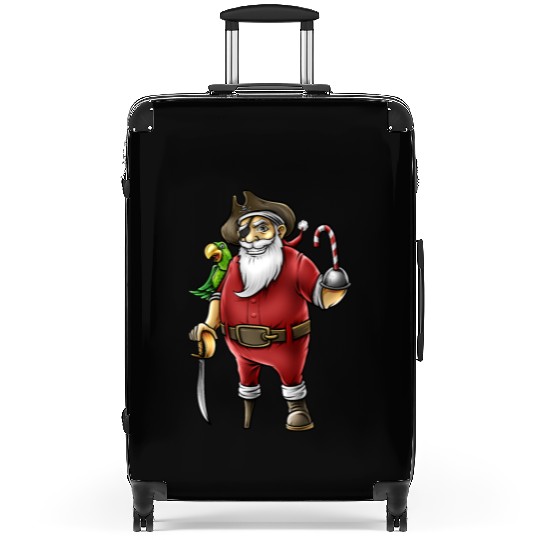 Santa Pirate Funny Christmas Candy Cane Hook Hand Suitcases