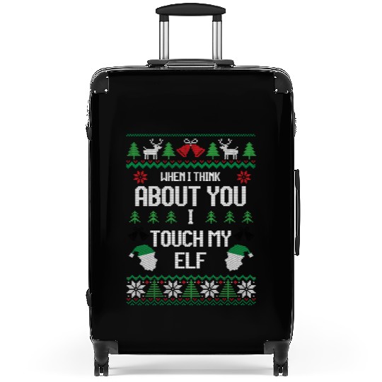 I Touch My Elf Funny Christmas Sweater Design Suitcases