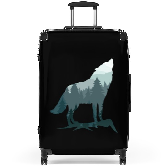 Lone Wolf Survives The Mountain Silhouette Art Suitcases
