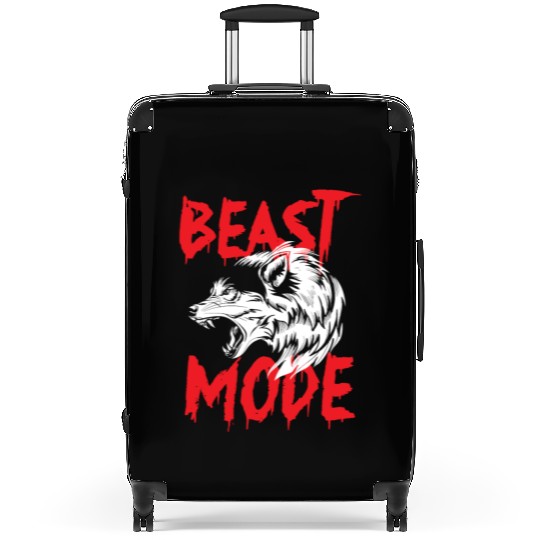 Wolf pack predator wild lonely animal moon Suitcases