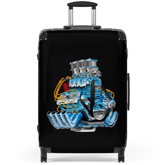 Hot Rod Race Car Dragster Engine Cartoon Suitcases