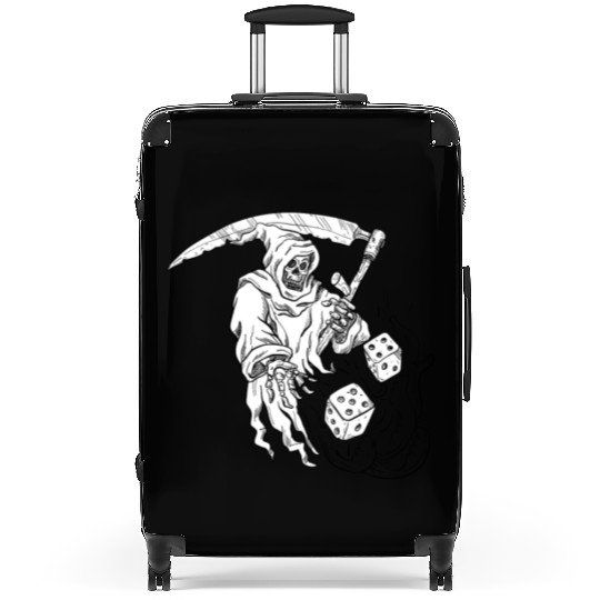 The Grim Reaper Rolling the Dice Drawing Suitcases