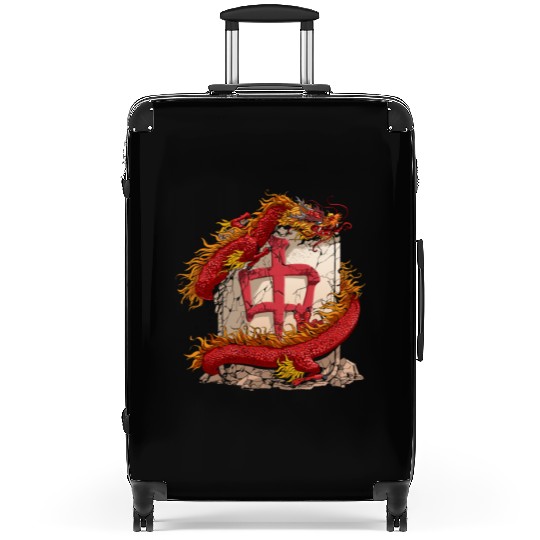 Mahjong Player Mah Jongg Suitcases Red Dragon Tile