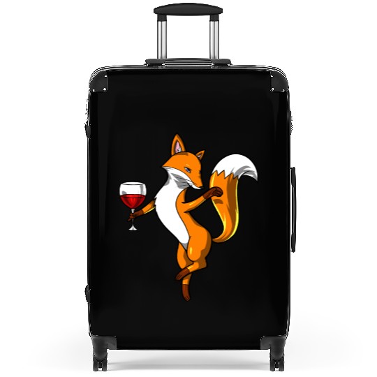 Cute Fox Wine Drinking Lover Party Suitcases