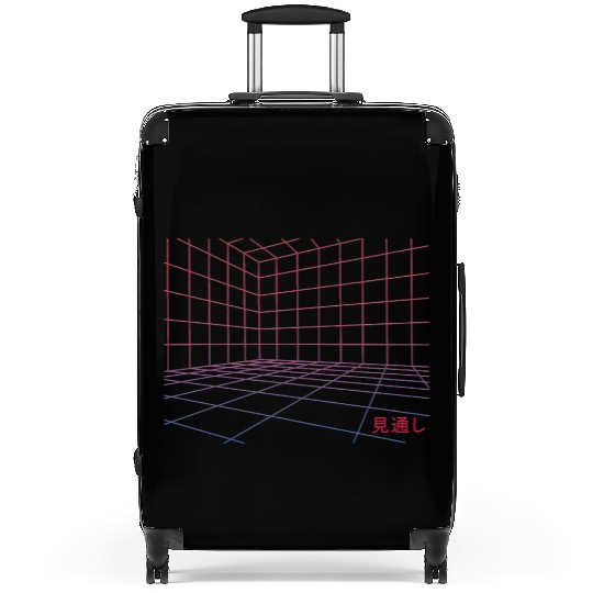 Aesthetic Vaporwave Geometric Grid Futuristic Suitcases