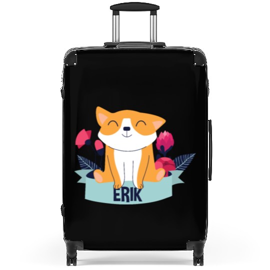 Happy Pembroke Welsh Corgi Puppy Suitcases