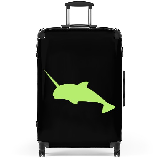Sharp narwhal in green uniwhale Suitcases