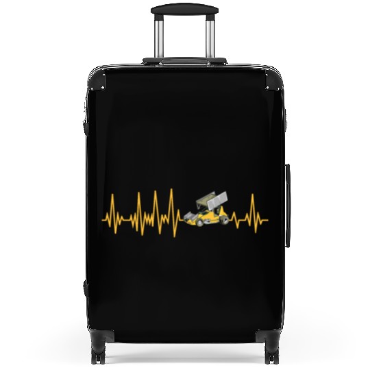 Sprint Car Racing Heartbeat Pulse Suitcases