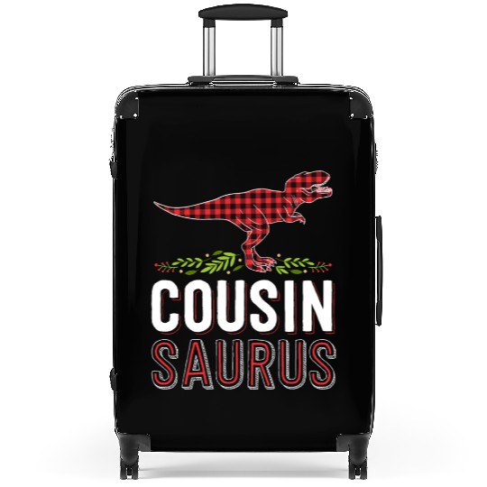 Cousin Saurus T Rex Red Plaid Matching Family Suitcases