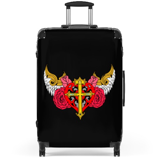 heart cross angel Suitcases