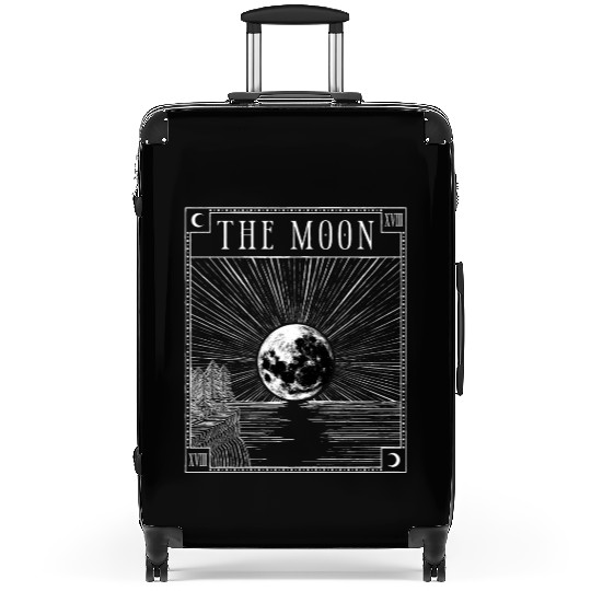 Moon Tarot Card XVIII Occult Witchcraft Gothic Suitcases