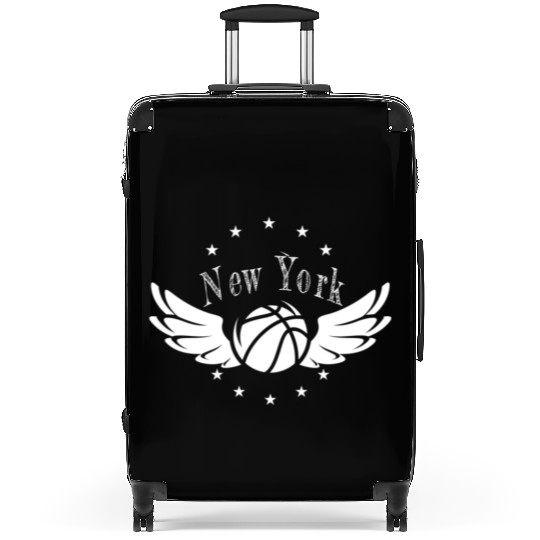 New York Basketball Ball Sports Stars Wings Design Suitcases