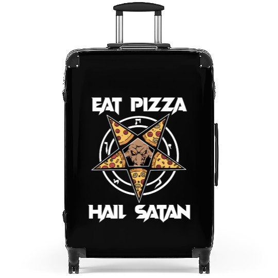 Baphomet Pentagram Lucifer Eat Pizza Hail Satan Suitcases
