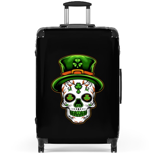 Sugar Skull St Patricks Day Suitcases