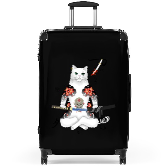 Japanese Samurai Cat Katana Ninja Yakuza Tattoo Suitcases