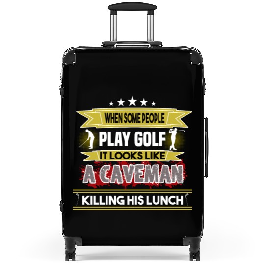 play golf caveman humor golf humor funny golf gift Suitcases