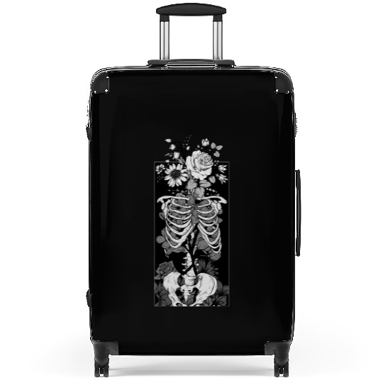 Gothic flower and bones Suitcases