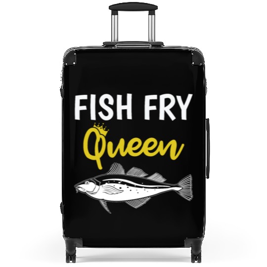 Funny Fish Fry Queen print Suitcases