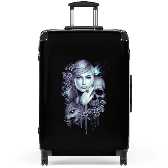 Wolf Skull Girl Tattoo Suitcases