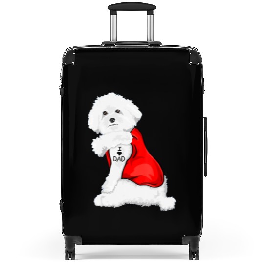 Funny bichon frise Dog I Love Mom Tattoo Lover Suitcases