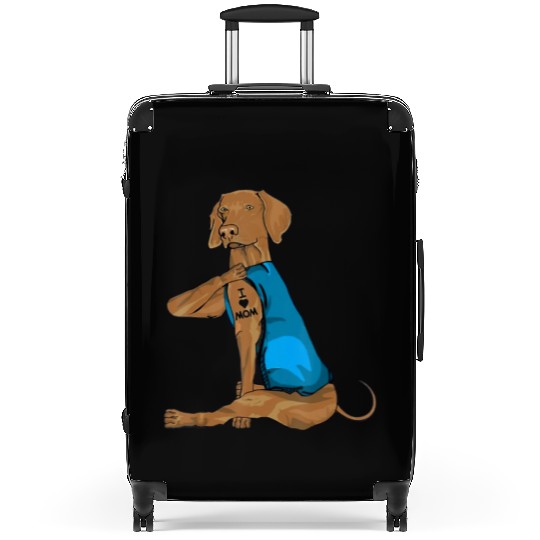 Funny vizsla Dog I Love Mom Tattoo vizsla Lover Suitcases