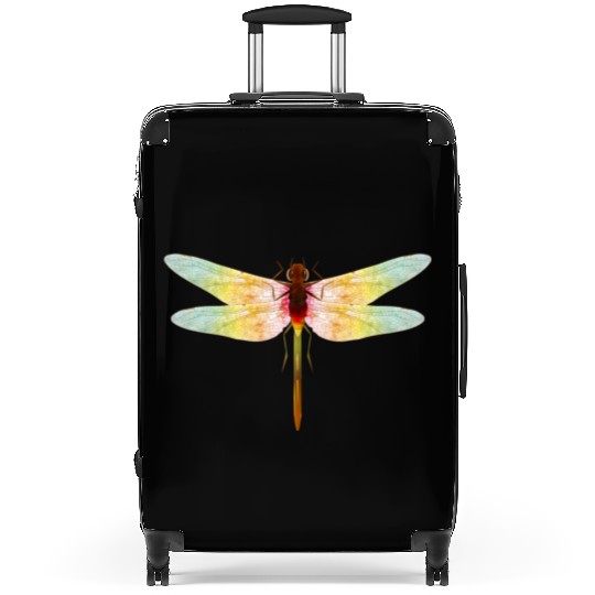fascinating iridescent drawing of a dragonfly Suitcases
