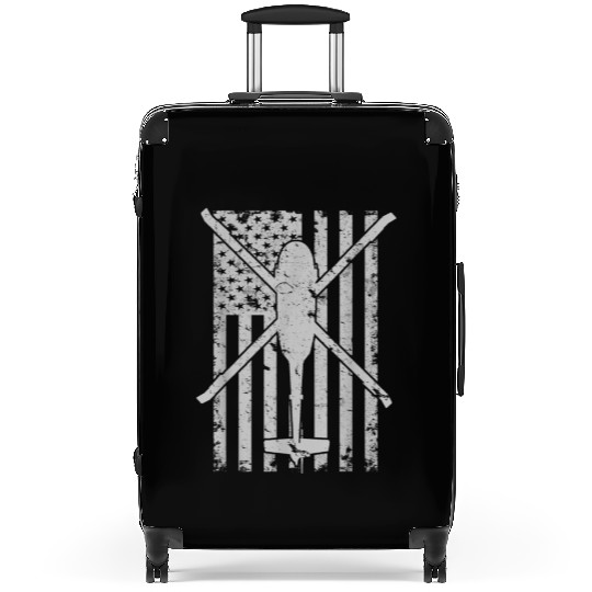 Uh 60 Black Hawk Military Helicopter Patriotic Fla Suitcases