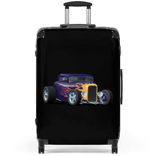 Vintage Hot Rod Car with Classic Flames Suitcases