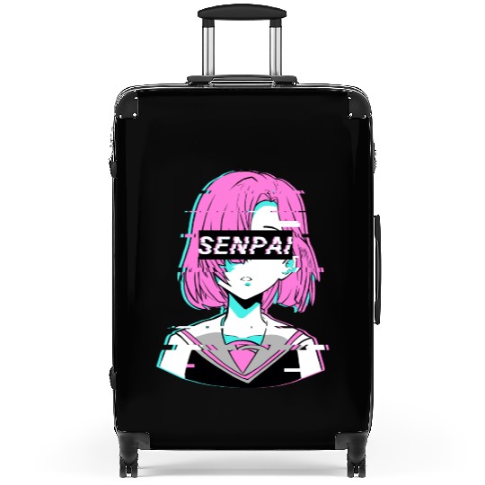 Aesthetic Vaporwave Anime Girl - Notice Me Senpai Suitcases