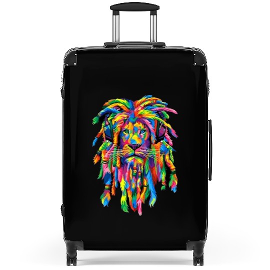 Lion - Colorful Lion - Headphones - Dj Lion Suitcases