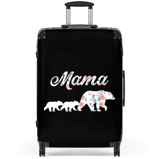 Floral Mama Bear Mom of 2 Mama Bear and Cubs Suitcases