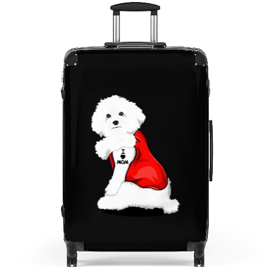 Bichon frise I Love Mom Tattoo Suitcases