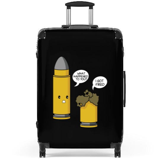 Funny Clever Fired Bullet Gun Pun print Suitcases