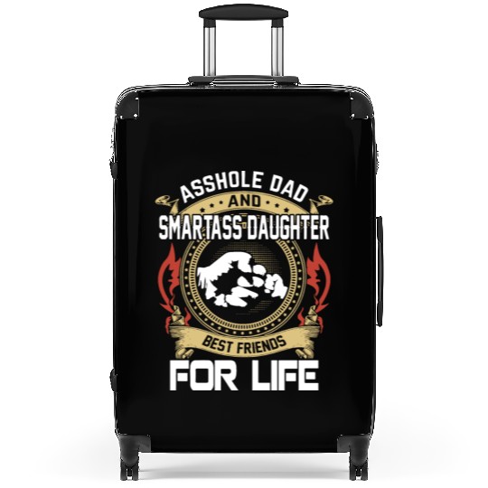 asshole dad and smartass daughter Suitcases