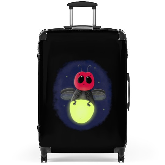 Cute lightning bug firefly cartoon illustration Suitcases